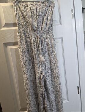 Floral Strapless Smocked Jumpsuit